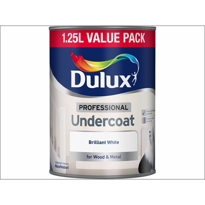 Dulux Professional Undercoat Paint Pure Brilliant White 1.25L